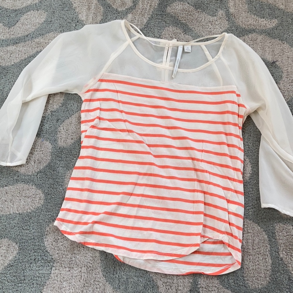 Lauren Conrad 3/4 sheer sleeve striped blouse